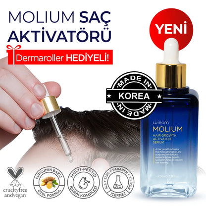 Wieom MOLIUM Saç Aktivatörü (100ml - Erkek/Kadın) Dermaroller Hediyeli!